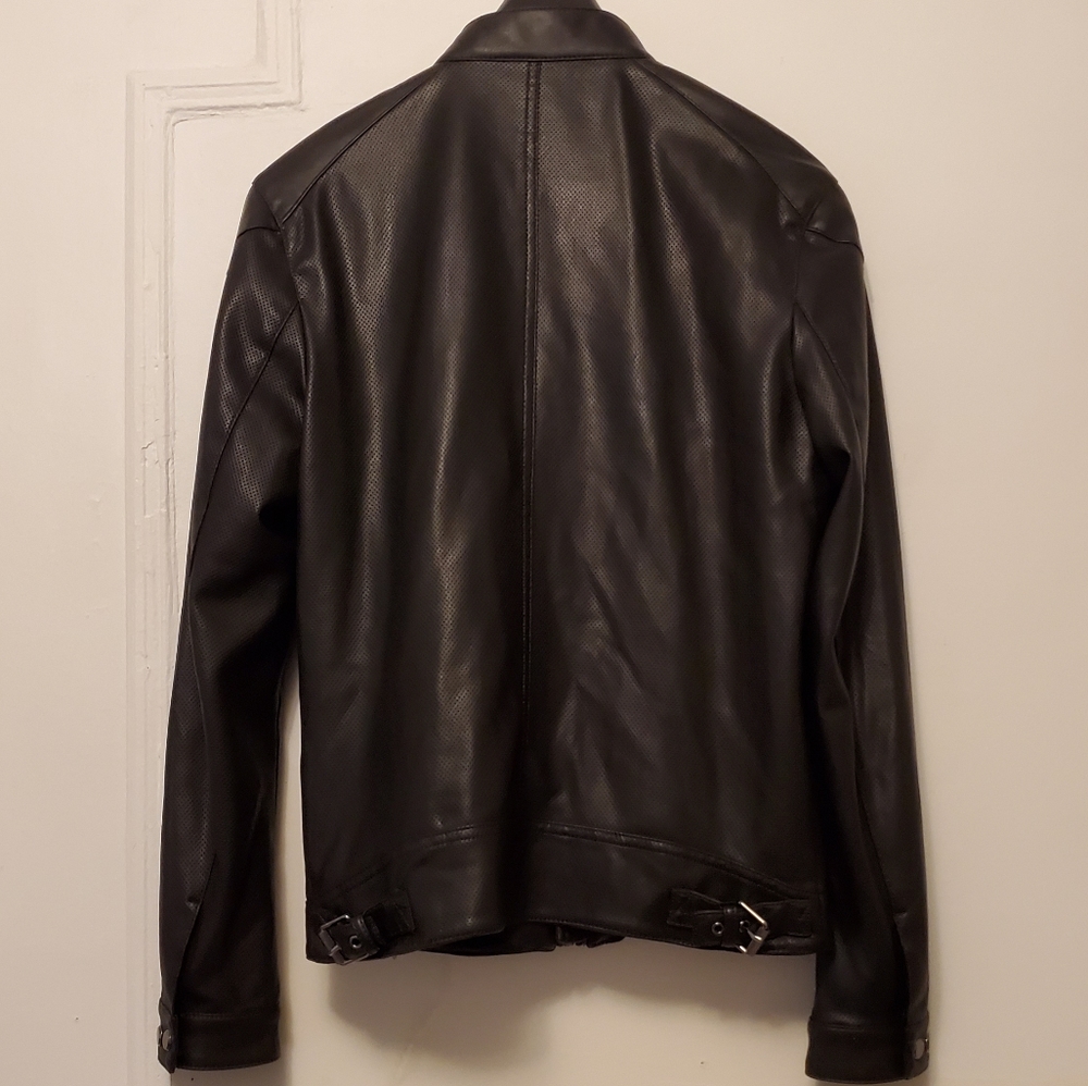 Zara Man Perforated Polyurethane Black Jacket - Picture 2 of 7